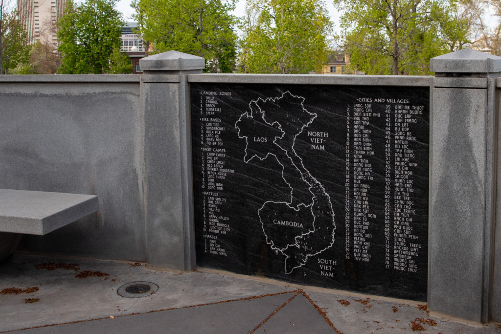 Vietnam, Cambodia and Laos Veterans Memorial wall with map