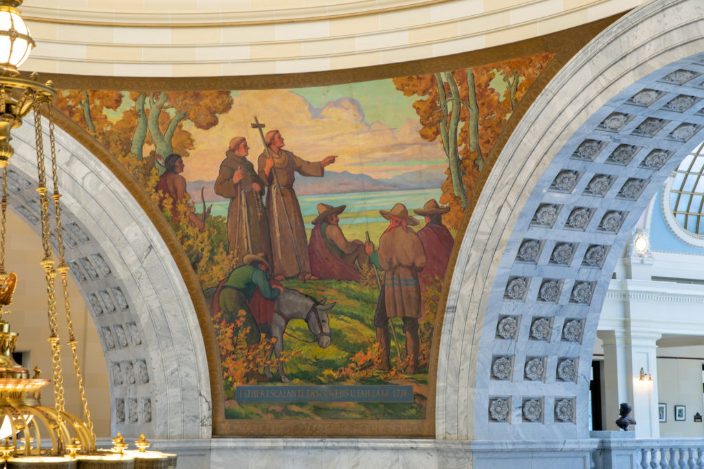 Pendentive, painting of Father Escalante Discovers Utah Lake – 1776 in Utah Capitol Rotunda