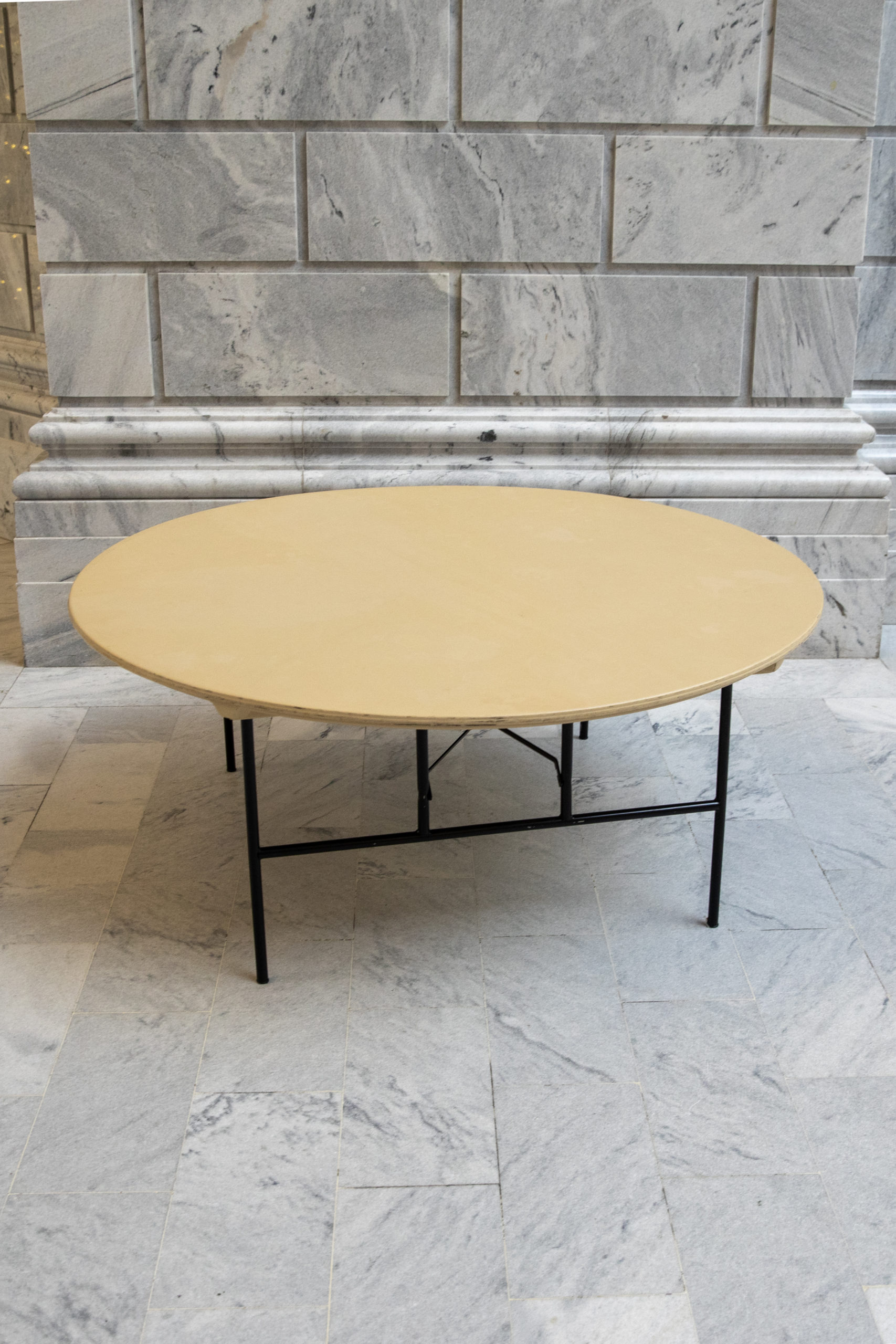 6' Round Table on marble backdrop