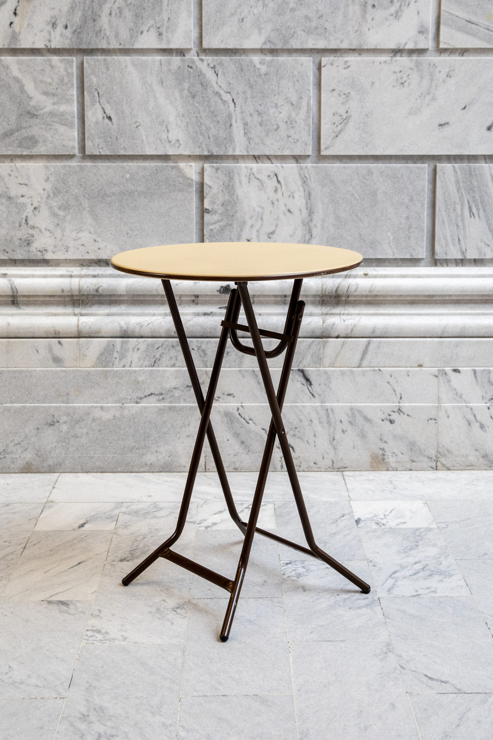 Pedestal Table with marble backdrop
