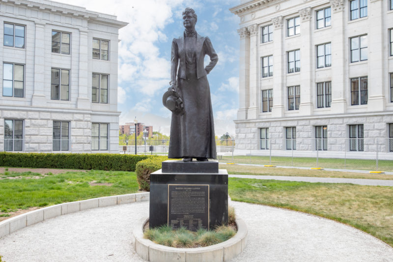 Bronze statue of Dr. Martha Huges Cannon outside the Utah State Capitol.