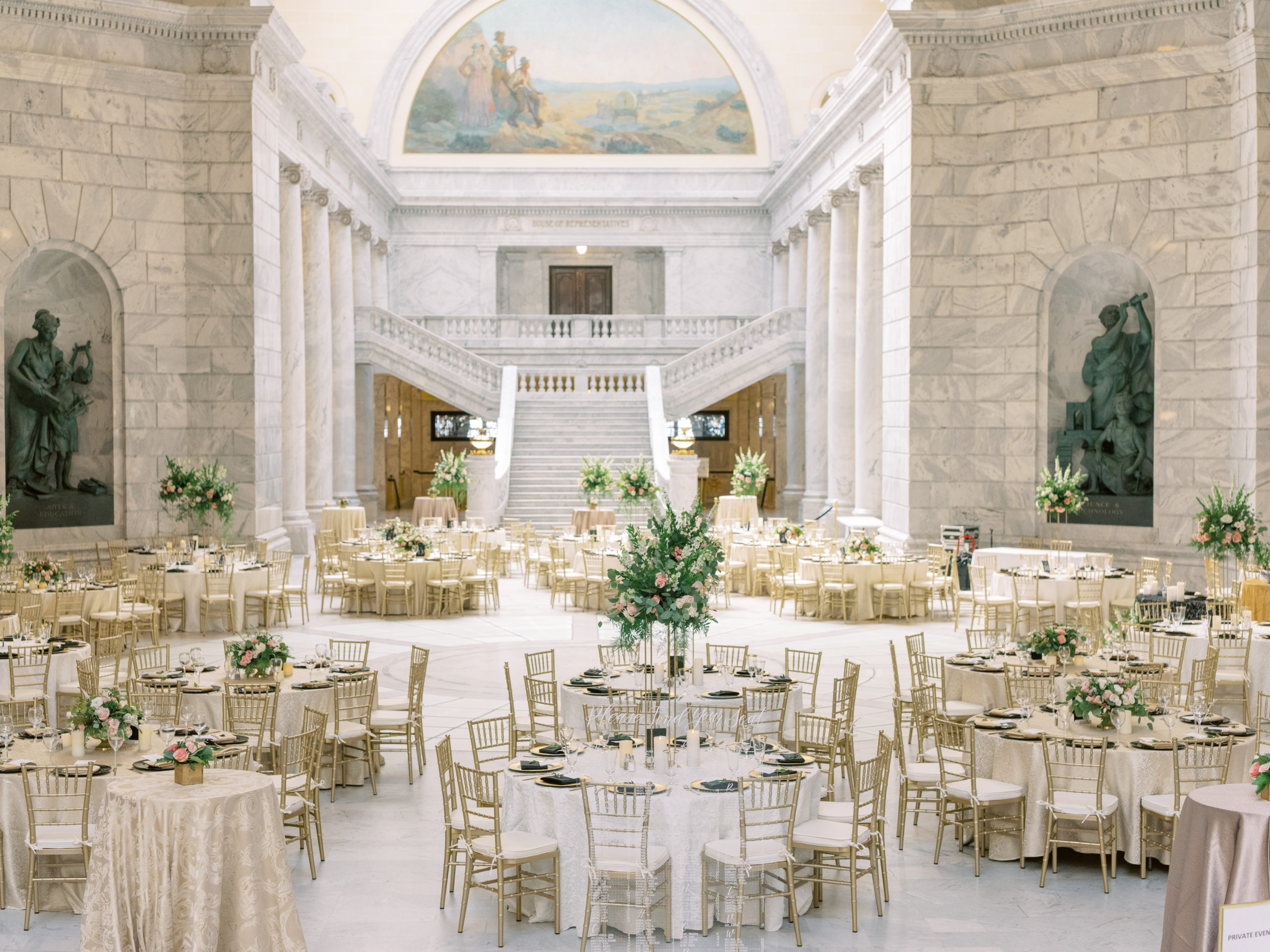 Wedding reception set up in Utah State Capitol Rotunda